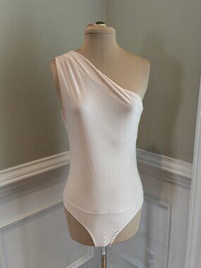Heatherly One Shoulder Cream Bodysuit - Size M
